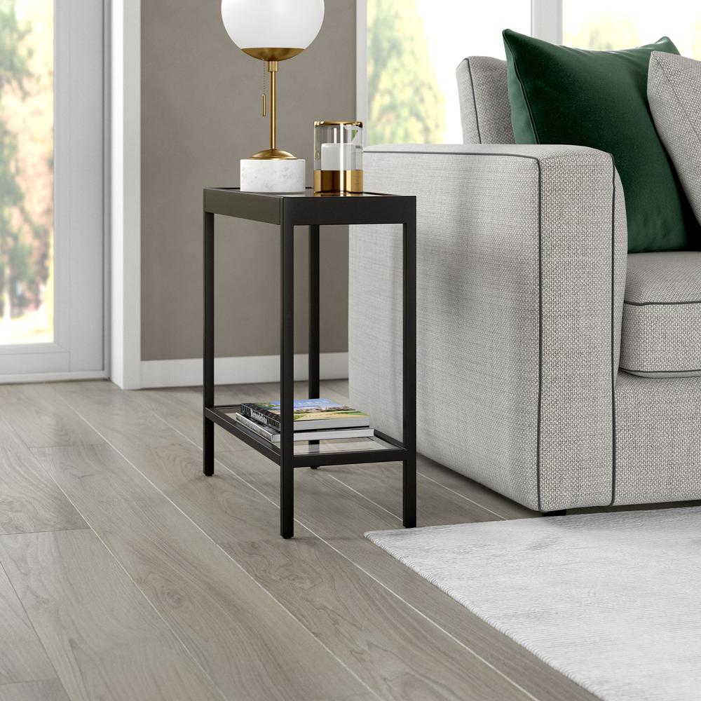 Alexis 24'' Wide Rectangular Side Table in Blackened Bronze. Picture 2