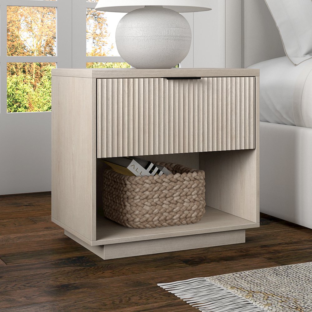 Karten 24" Wide Rectangular Nightstand in Alder White. Picture 3