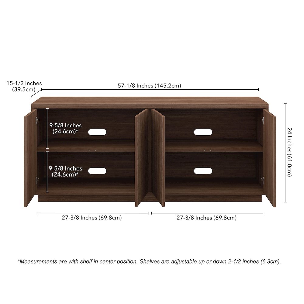 Hanson Rectangular Fluted TV Stand for TV's up to 65" in Satin Walnut. Picture 5