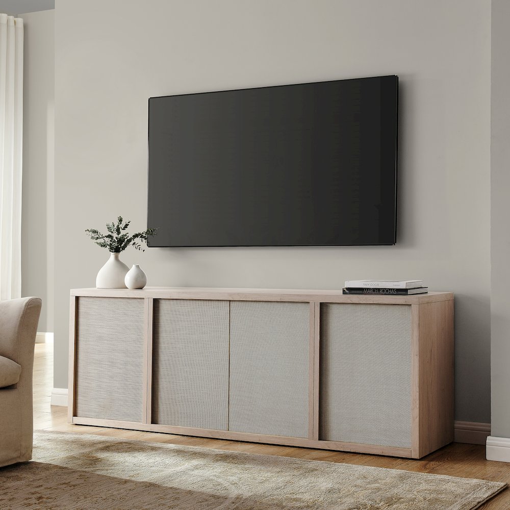 Kai Rectangular TV Stand for TV's up to 75" in Alder White. Picture 5