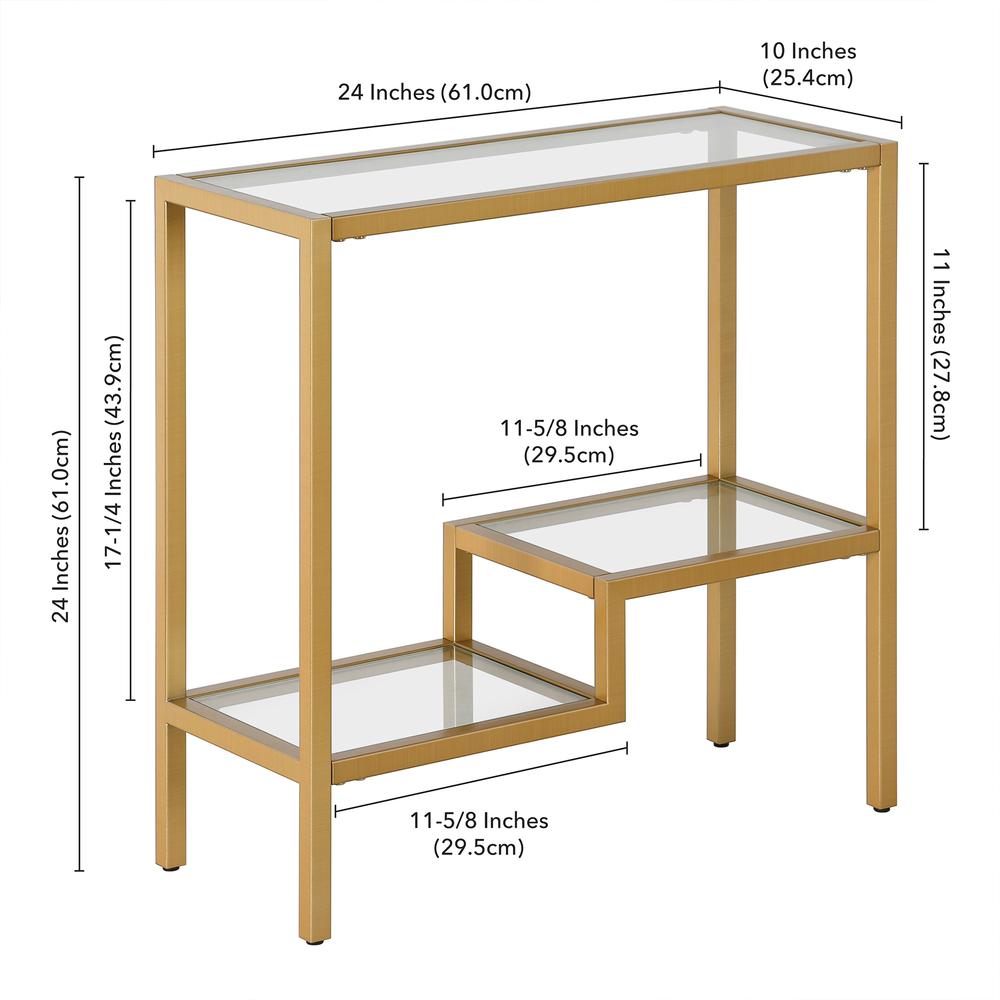 Lovett 24'' Wide Rectangular Side Table in Brass. Picture 5