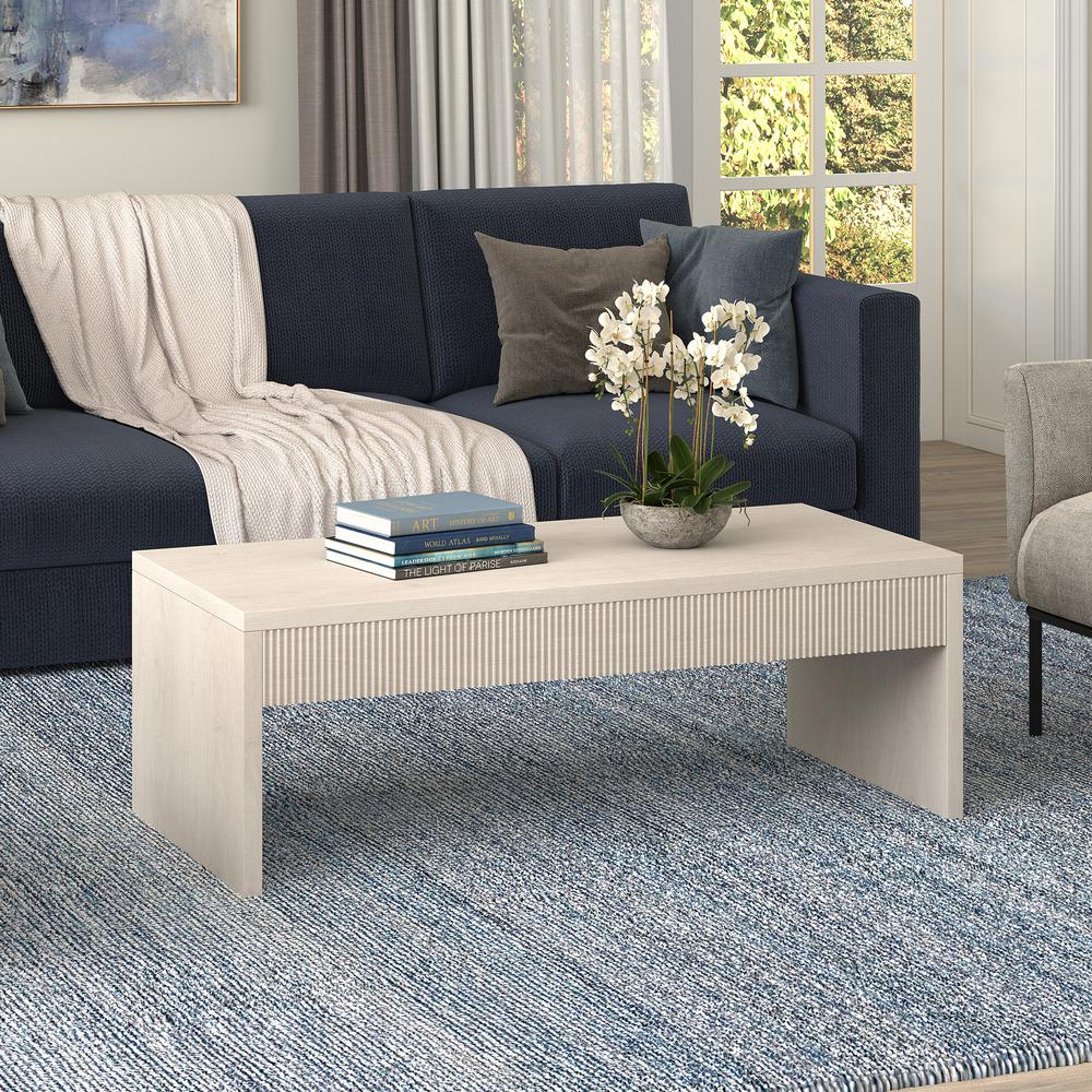 Lawrence 48" Wide Rectangular Coffee Table in Alder White. Picture 2