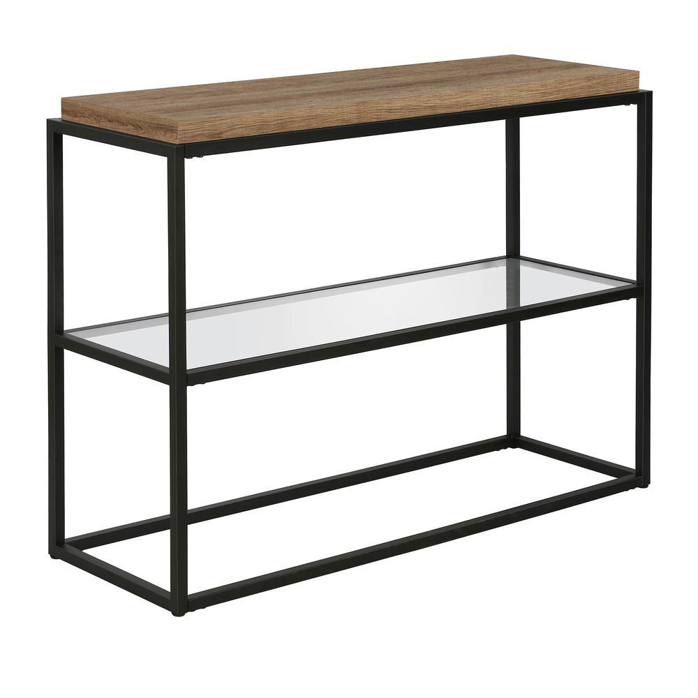 Hector 42'' Wide Rectangular Console Table in Blackened Bronze/Rustic Oak. Picture 1
