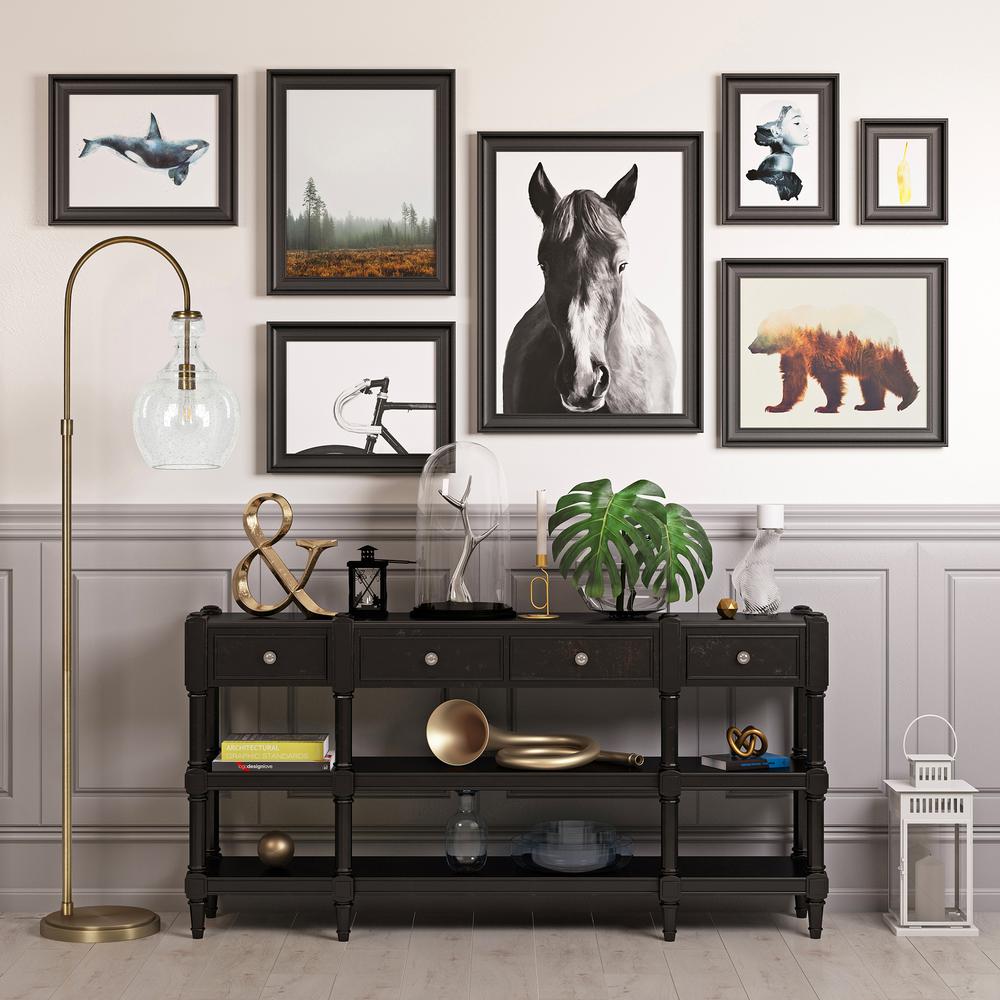 Verona Arc Floor Lamp with Glass Shade in Brass/Seeded. Picture 3