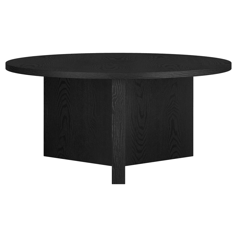 Anders 36" Wide Round Coffee Table in Black Grain. Picture 2