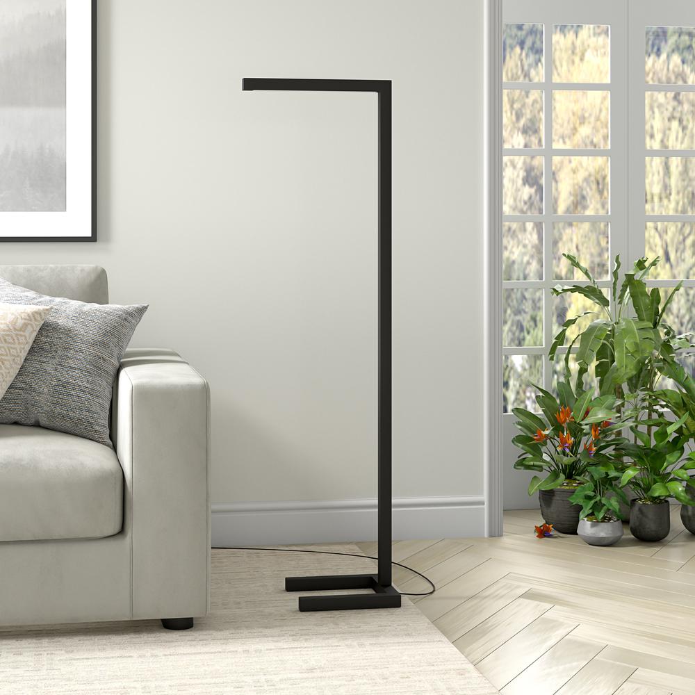 Malin 52" Tall Integrated LED Floor Lamp with Metal Shade in Blackened Bronze. Picture 5