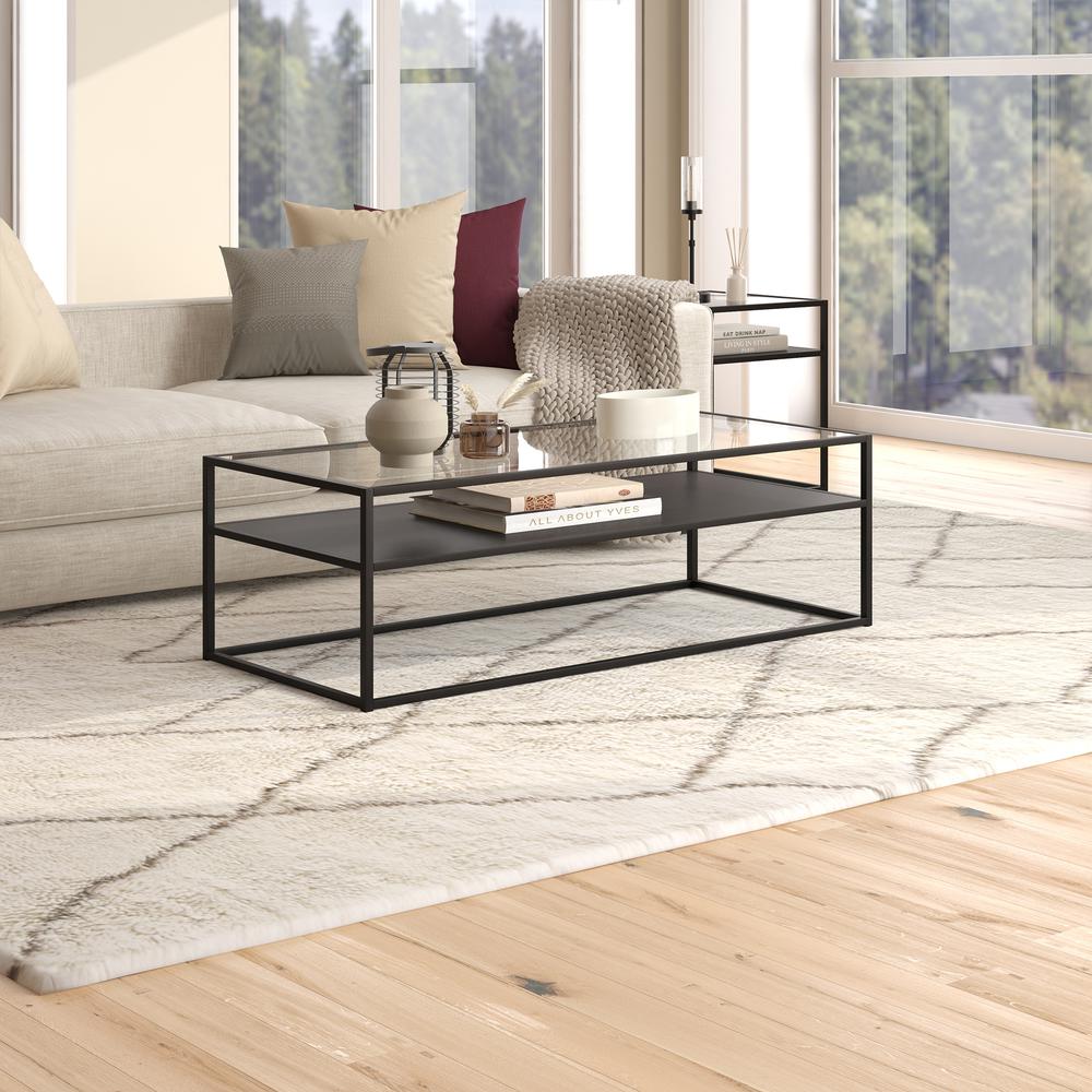 Ada 54'' Wide Rectangular Coffee Table in Blackened Bronze. Picture 4