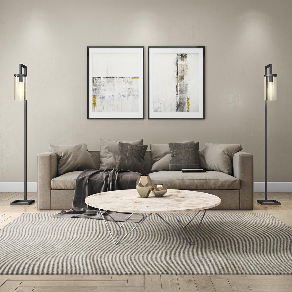 Malva 67.75" Tall Floor Lamp with Glass Shade in Blackened Bronze/Seeded. Picture 3