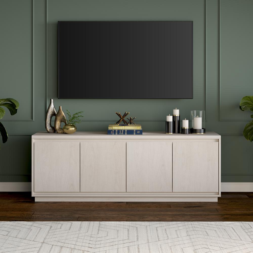 Presque Rectangular TV Stand for TV's up to 75" in Alder White. Picture 2