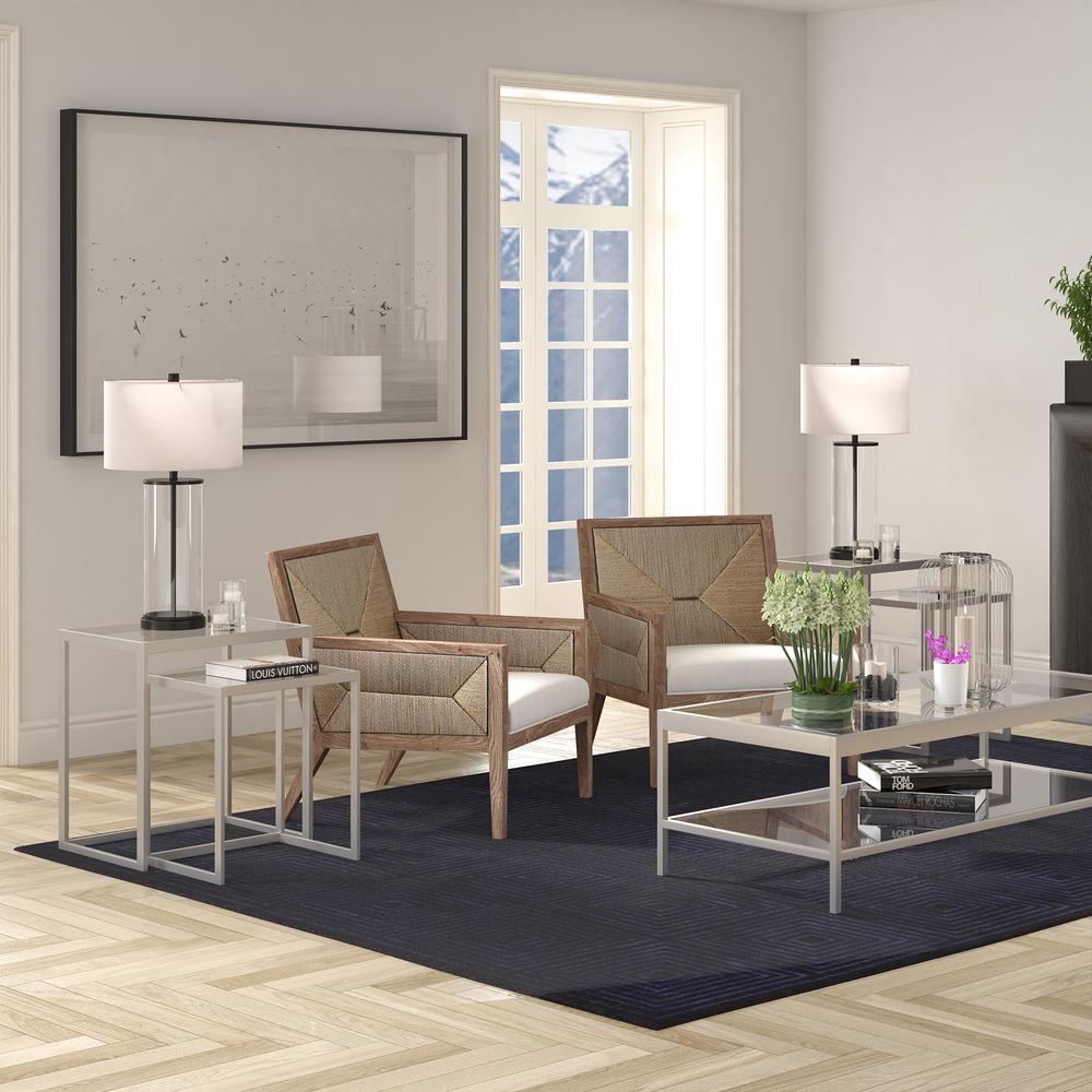 Rocco Rectangular Nested Side Table in Satin Nickel. Picture 4