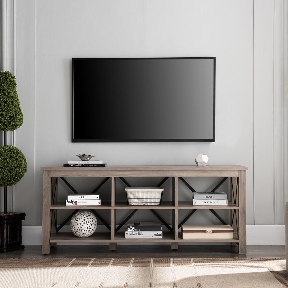 Sawyer Rectangular TV Stand for TV's up to 65" in Gray Oak. Picture 4
