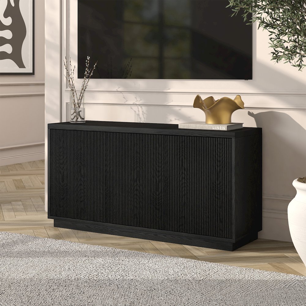 Hanson Rectangular TV Stand for TV's up to 50" in Black Grain. Picture 5