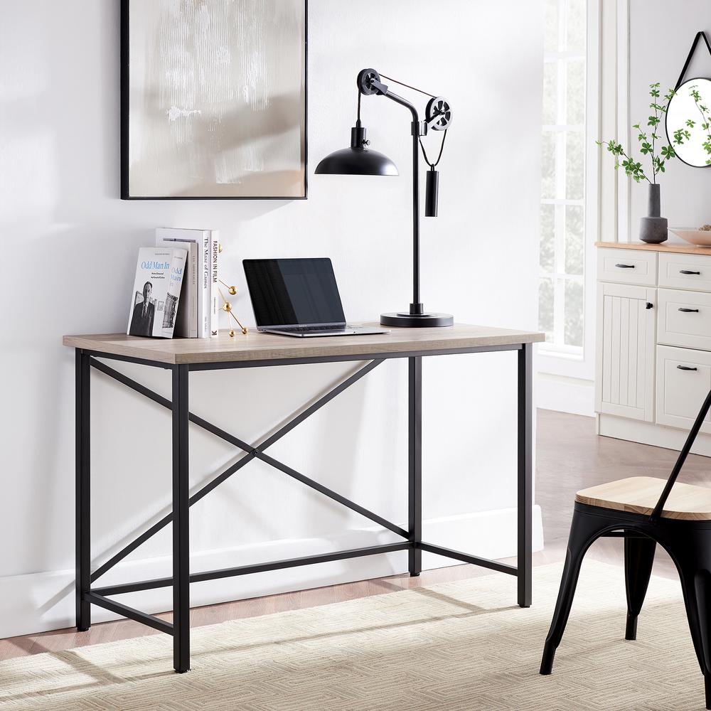 Martina Rectangular 47.5'' Wide Desk in Black/Gray Oak. Picture 4