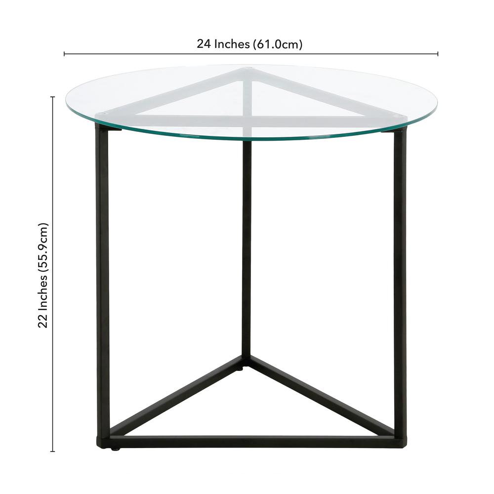 Jenson 24" Wide Round Side Table in Blackened Bronze. Picture 5