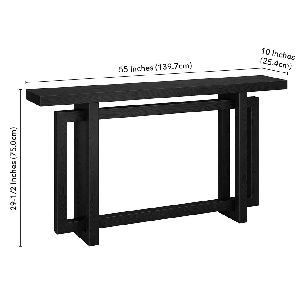 Breslow 55" Wide Rectangular Console Table in Black Grain. Picture 5
