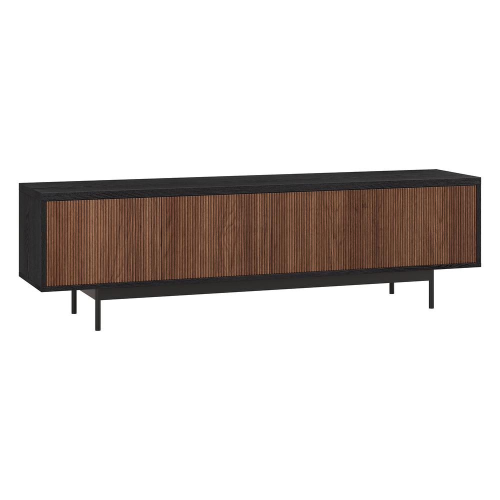 Whitman Rectangular TV Stand for TV's up to 75" in Black Grain/Satin Walnut. Picture 1
