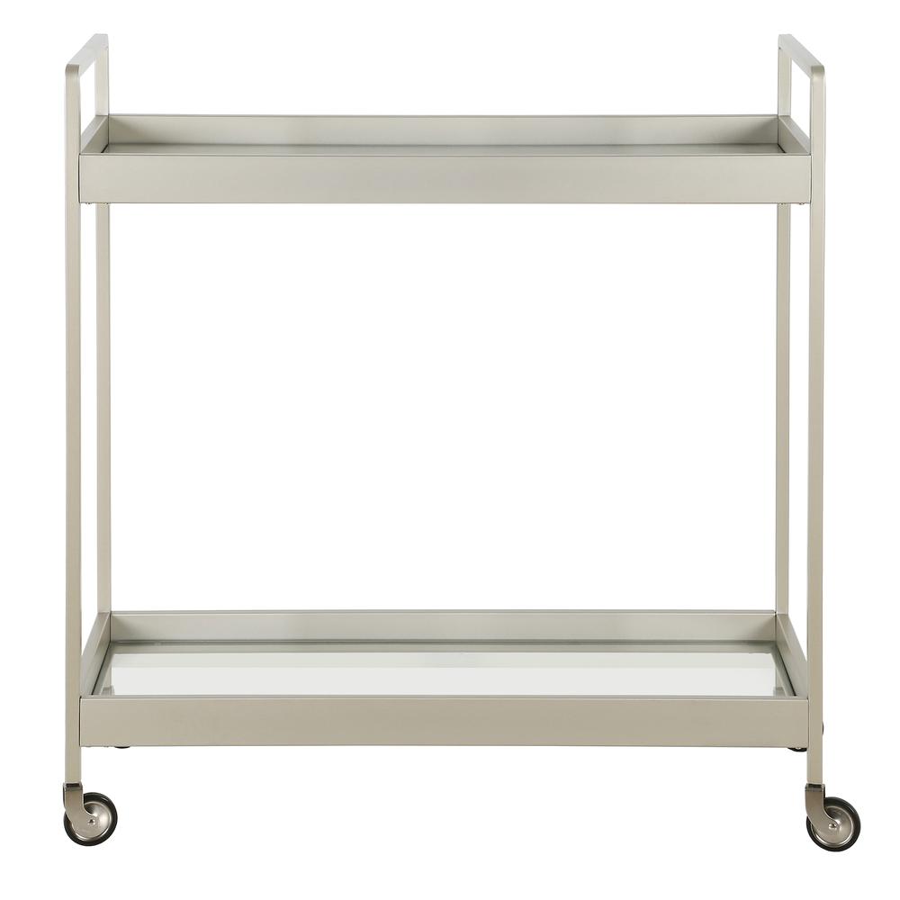 Cooper 33'' Wide Rectangular Bar Cart in Satin Nickel. Picture 3