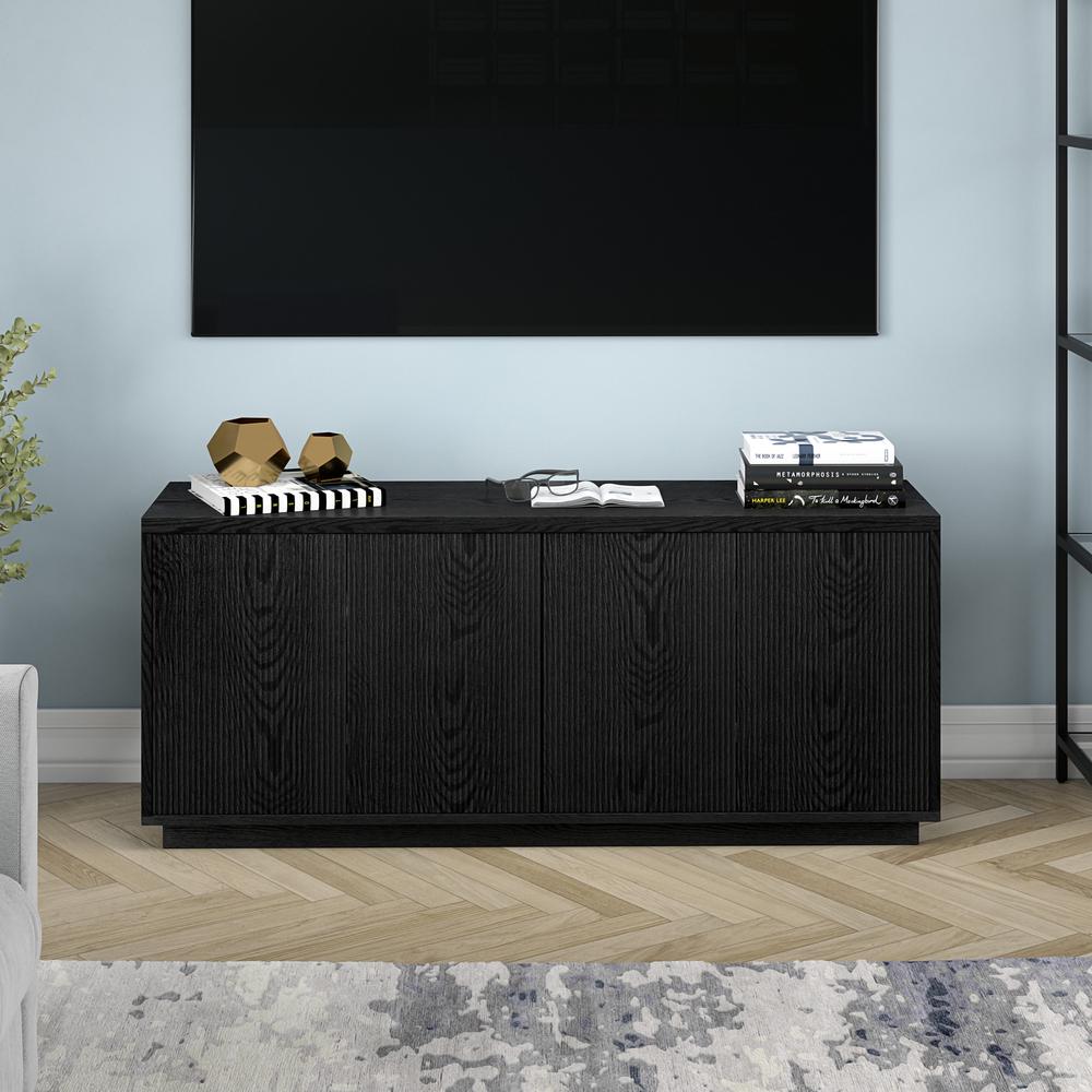 Hanson Rectangular TV Stand for TV's up to 65" in Black Grain. Picture 4