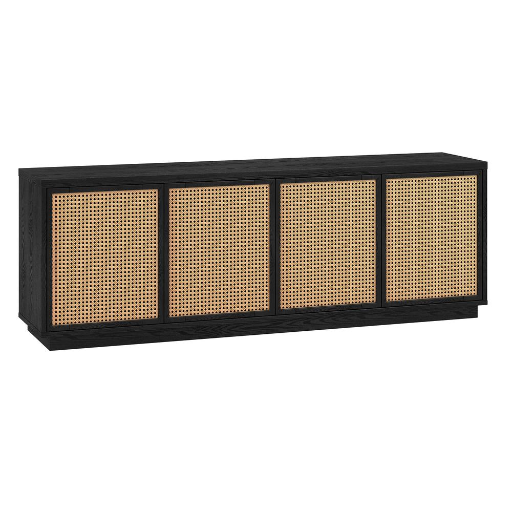 Pryce Rectangular TV Stand for TV's up to 78" in Black Grain. Picture 2