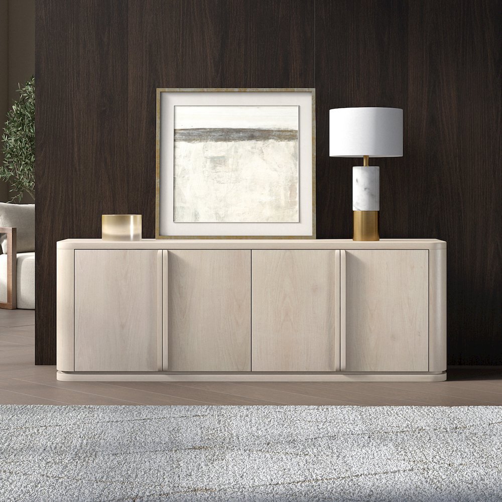 Vance Rectangular TV Stand for TV's up to 78" in Alder White. Picture 4