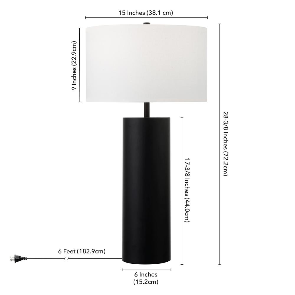York 29.5" Tall Table Lamp with Fabric Shade in Blackened Bronze/White. Picture 4