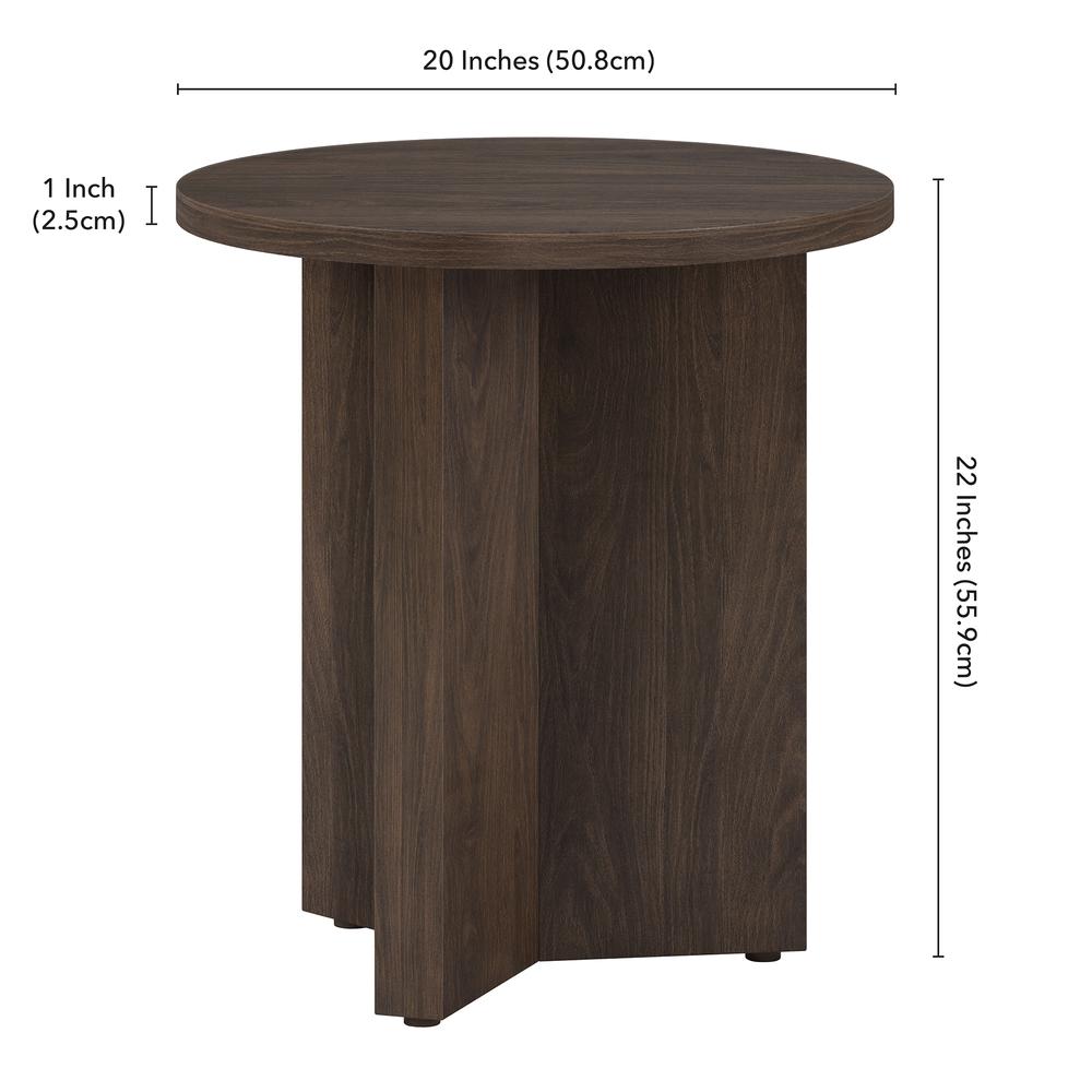 Anders 20" Wide Round Side Table in Alder Brown. Picture 3