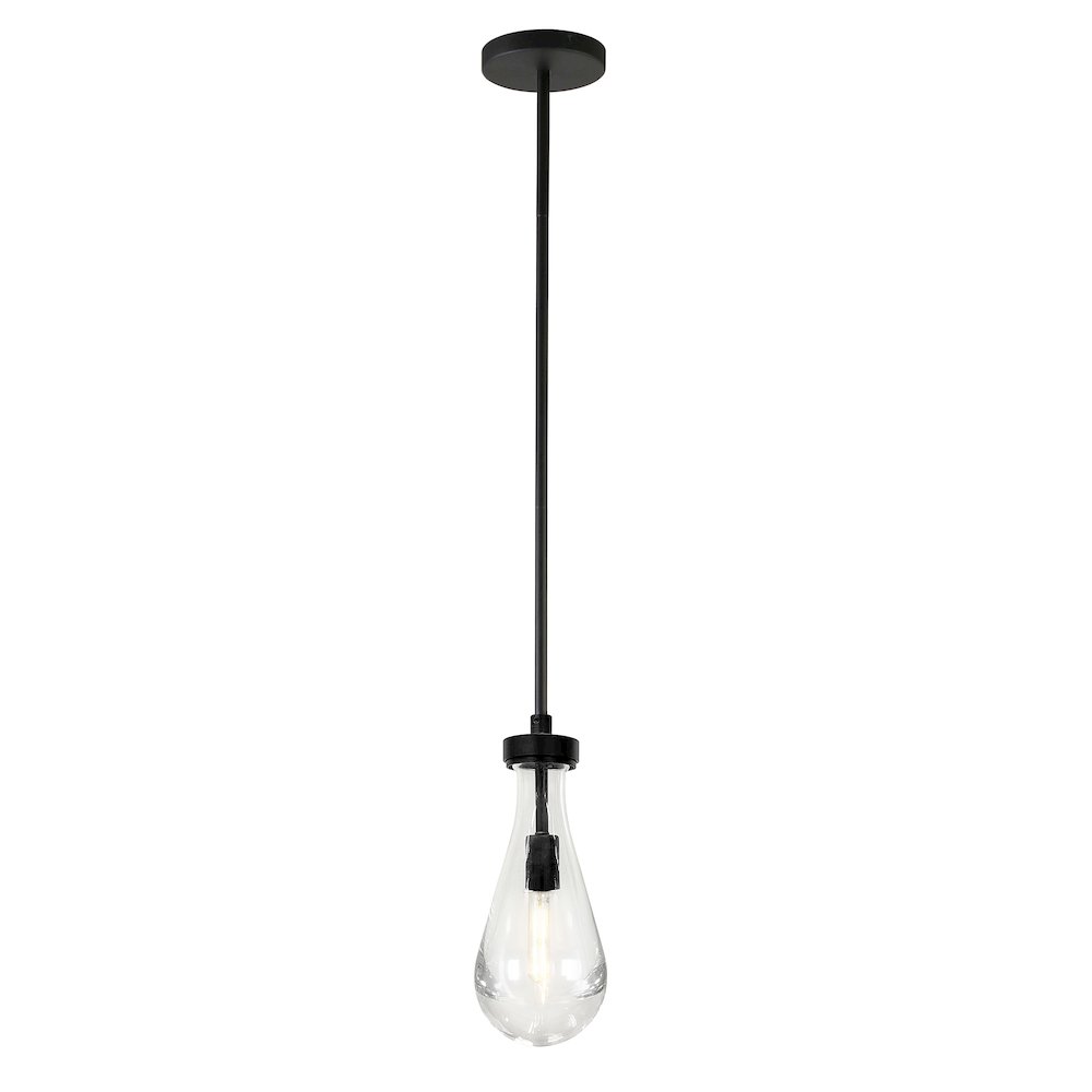 5" Dimmable Pendant Light Fixture with Glass Shade and Height up to 4.5', Black. Picture 3