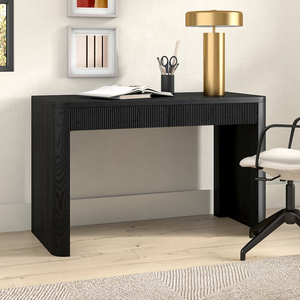 Palmera 47.5" Wide Rectangular Desk in Black Grain. Picture 4
