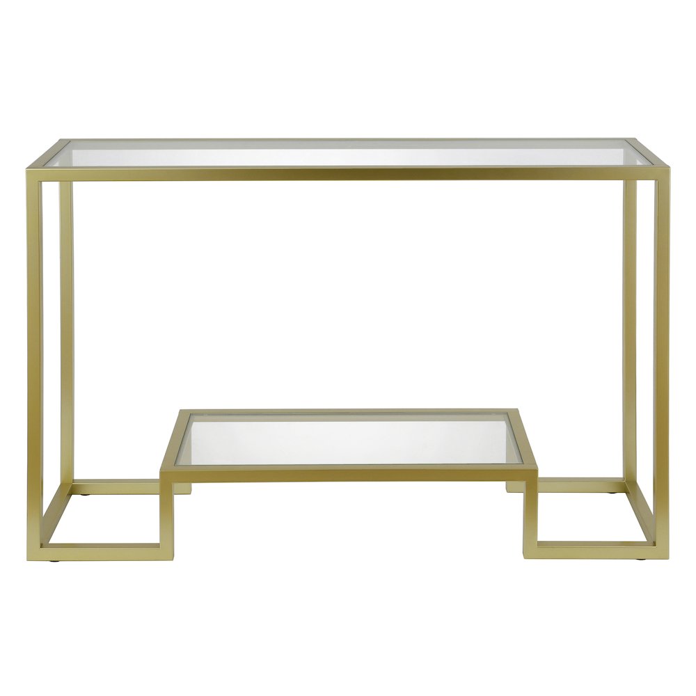 47'' Glass Rectangular Console Table Entryway, Sofa Table with Glass Shelf, Gold. Picture 3