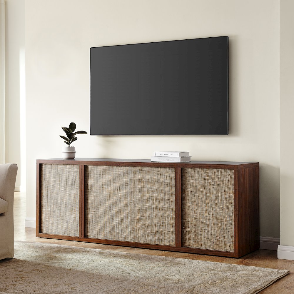 Kai Rectangular TV Stand for TV's up to 75" in Satin Walnut. Picture 5