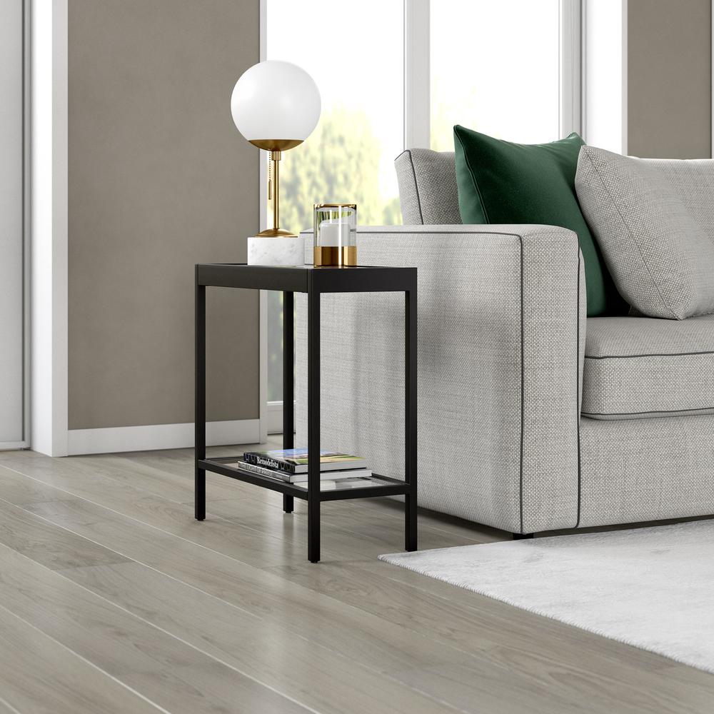 Alexis 24'' Wide Rectangular Side Table in Blackened Bronze. Picture 4