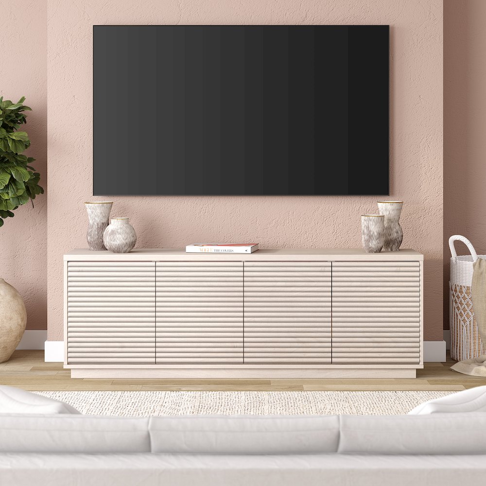 Tullis Rectangular TV Stand for TV's up to 78" in Alder White. Picture 3
