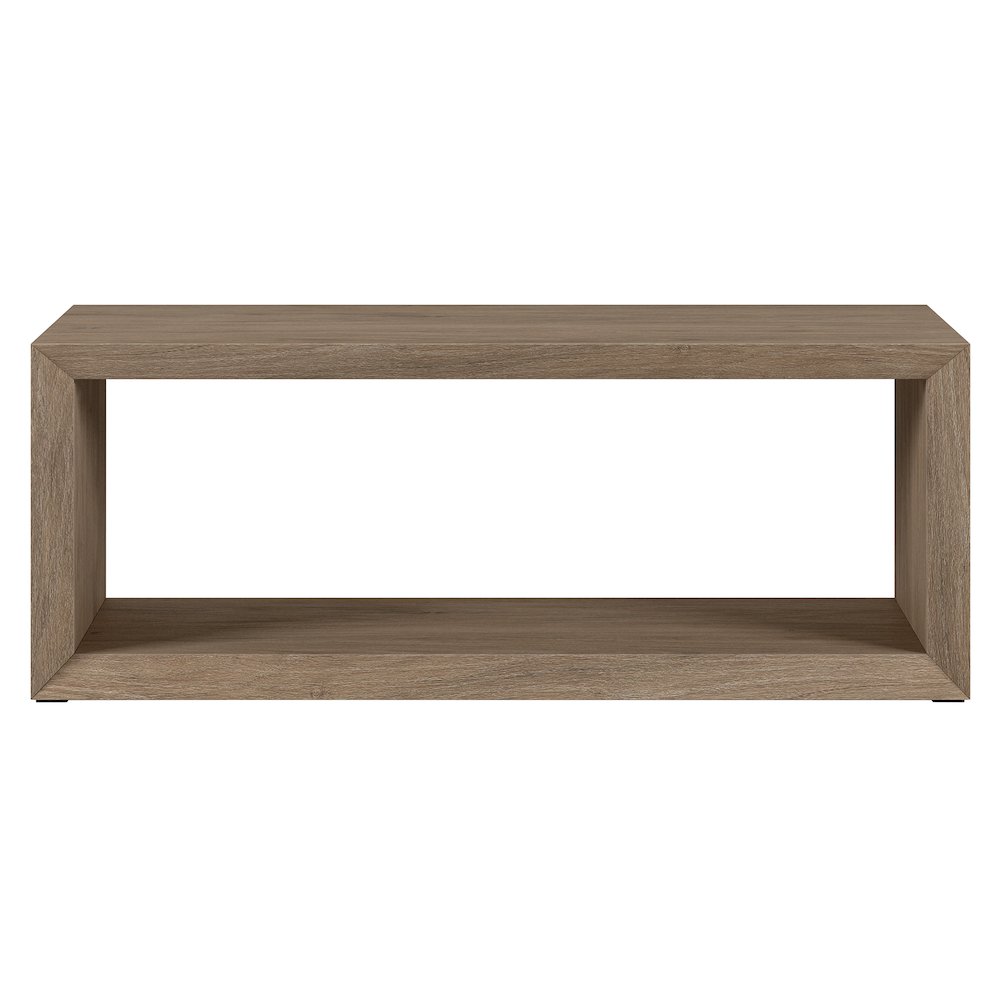 48" Rectangular Coffee Table with Open Storage Shelf, Weathered Gray. Picture 3