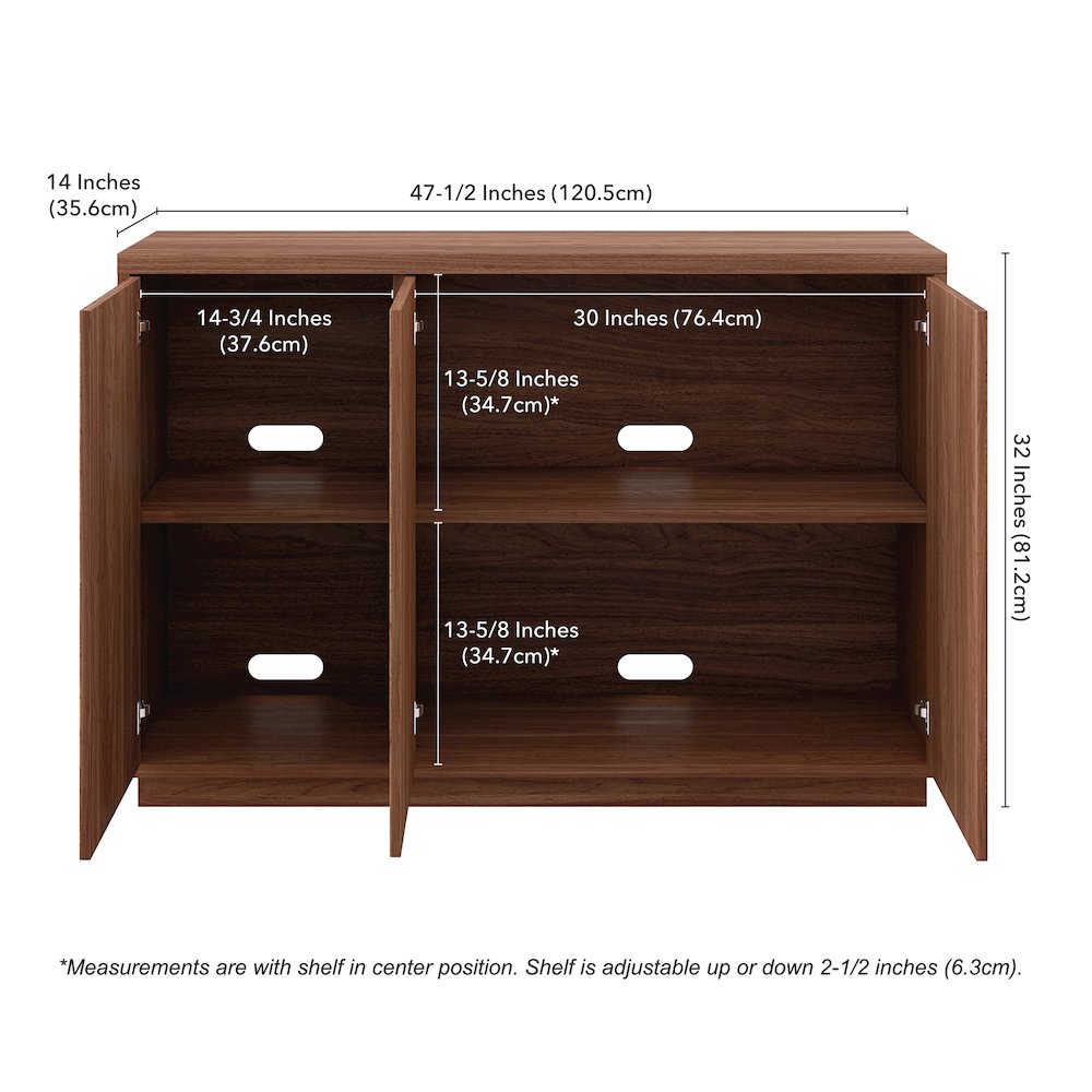 Alston 48" Wide Rectangular Buffet Table in Satin Walnut. Picture 3