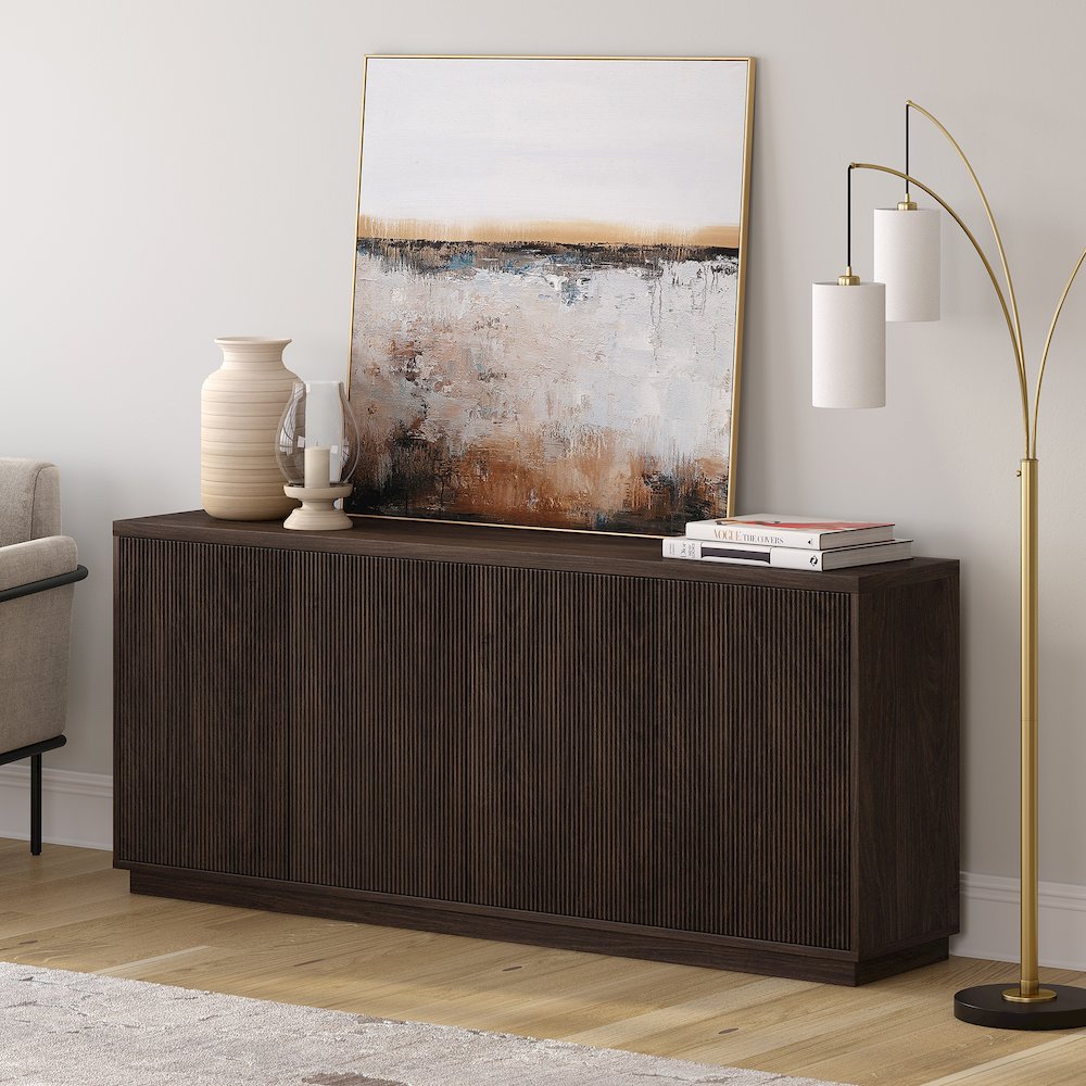 Alston 68" Wide Rectangular Buffet Table in Alder Brown. Picture 4
