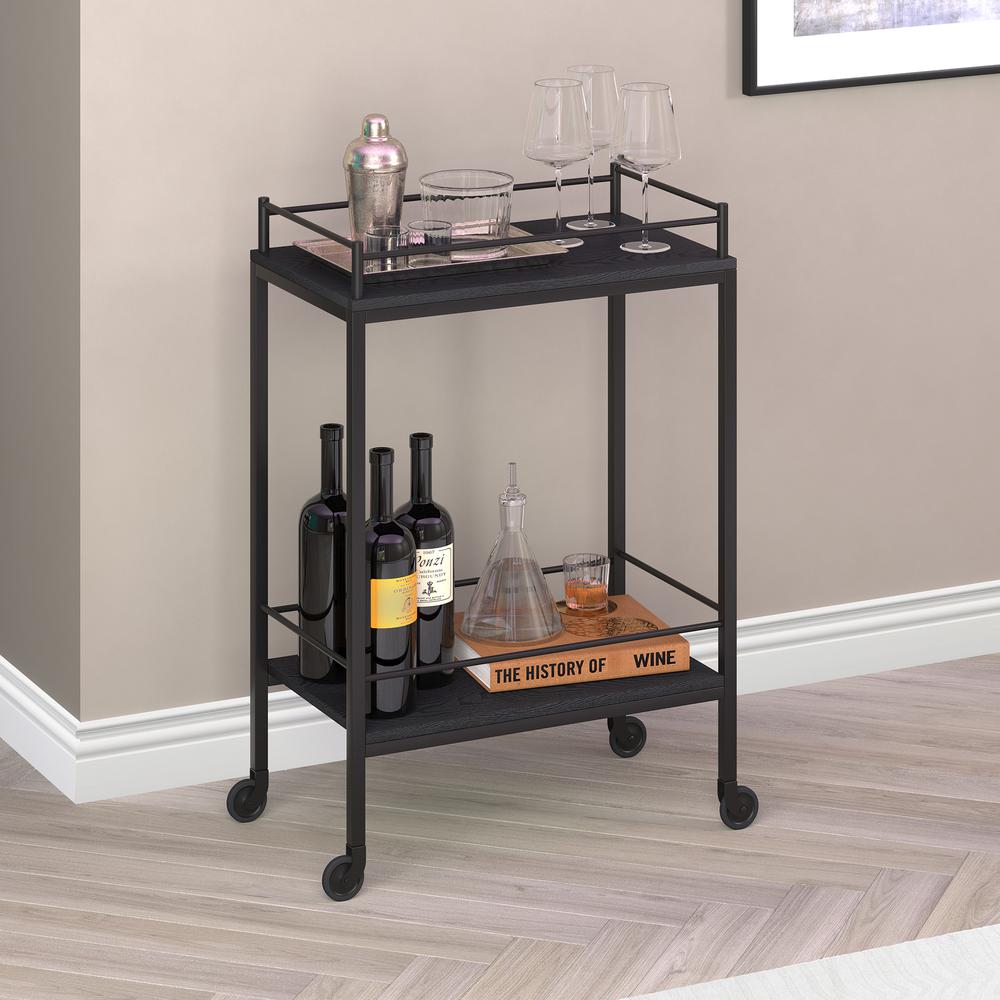 Barnes 23.5'' Wide Rectangular Bar Cart in Black Grain. Picture 2