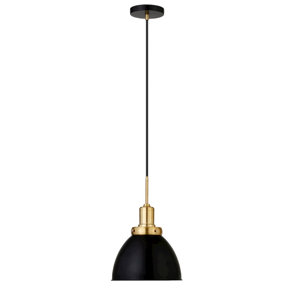 12" Industrial Two-Toned Pendant Light Fixture with  Shade and 8', Ebony/Gold. Picture 4