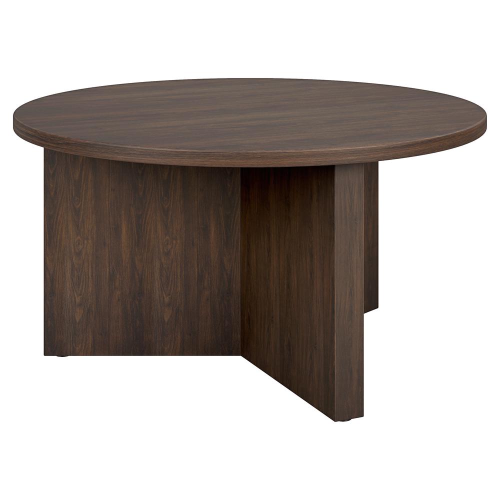 Anders 32" Wide Round Coffee Table in Alder Brown. Picture 2