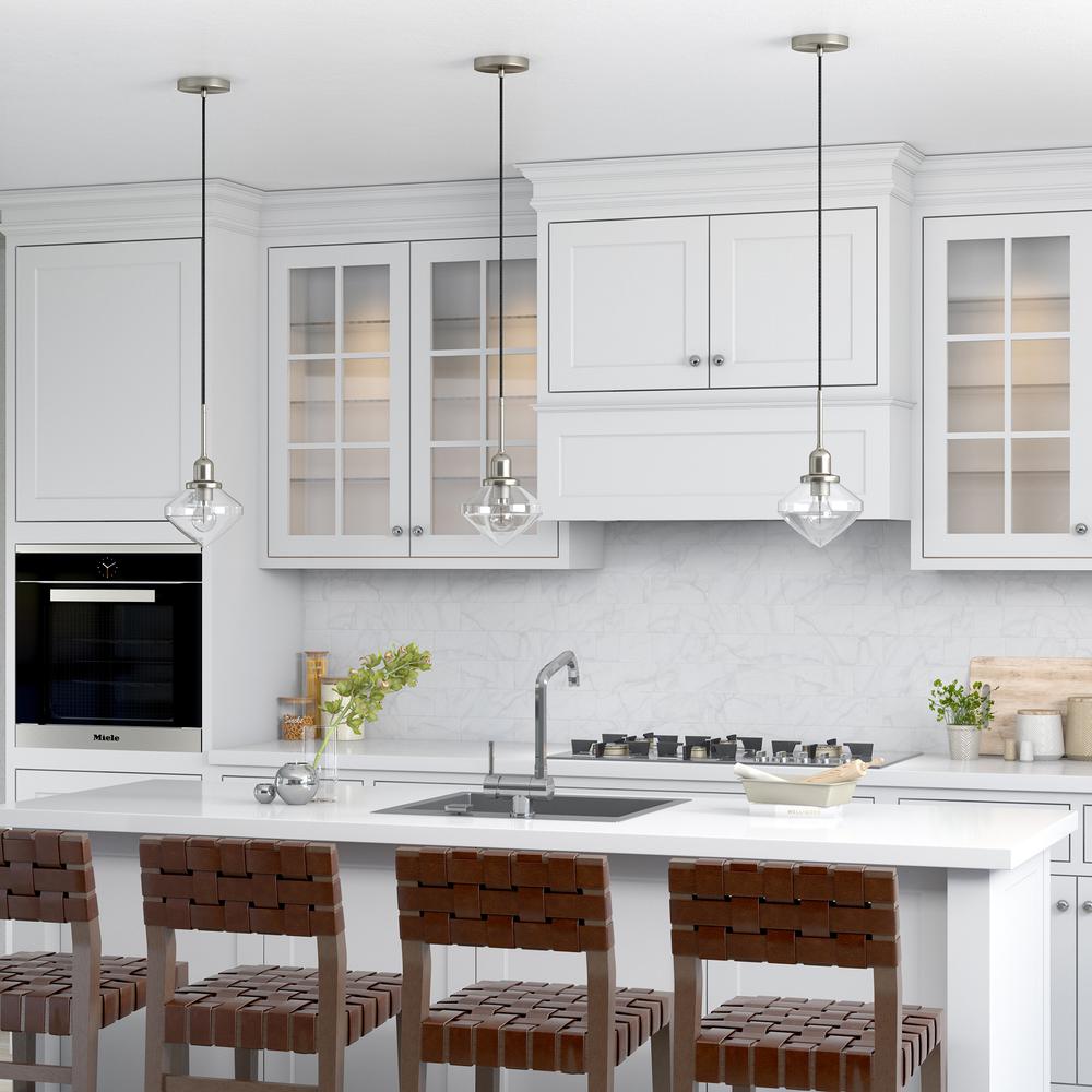 Zariza 8" Wide Pendant with Glass Shade in Brushed Nickel /Clear. Picture 3