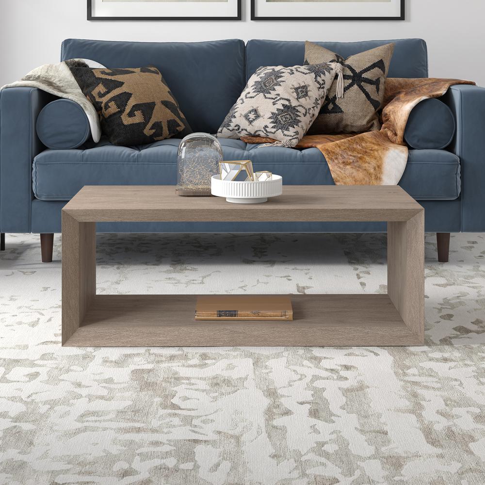 Osmond 48" Wide Rectangular Coffee Table in Antiqued Gray Oak. Picture 6