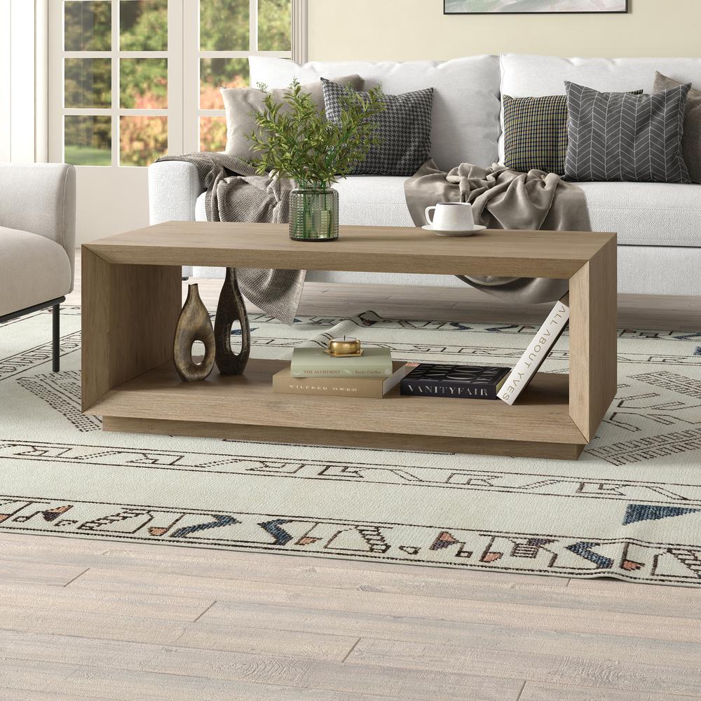 Tannen 48" Wide Rectangular Coffee Table in Antiqued Gray Oak. Picture 8