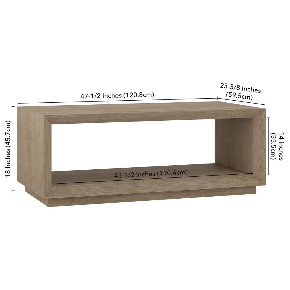 Tannen 48" Wide Rectangular Coffee Table in Antiqued Gray Oak. Picture 4