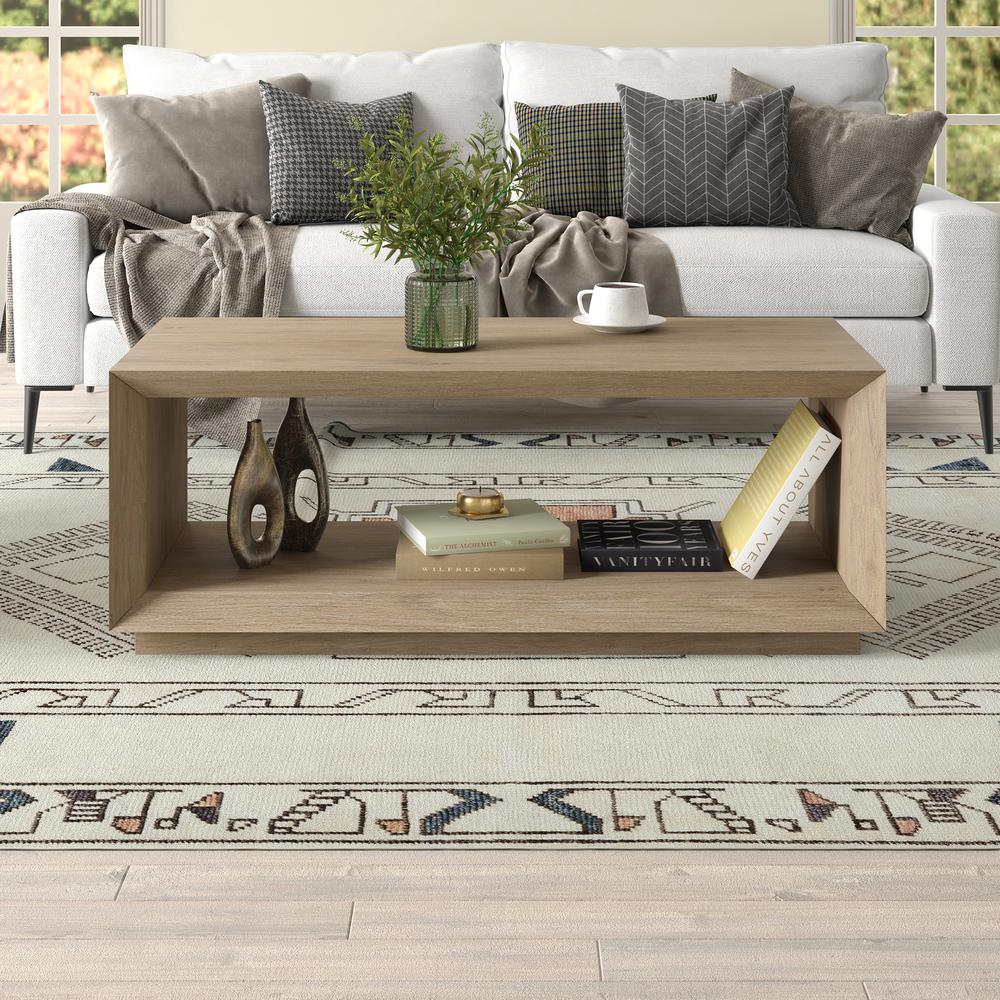 Tannen 48" Wide Rectangular Coffee Table in Antiqued Gray Oak. Picture 9