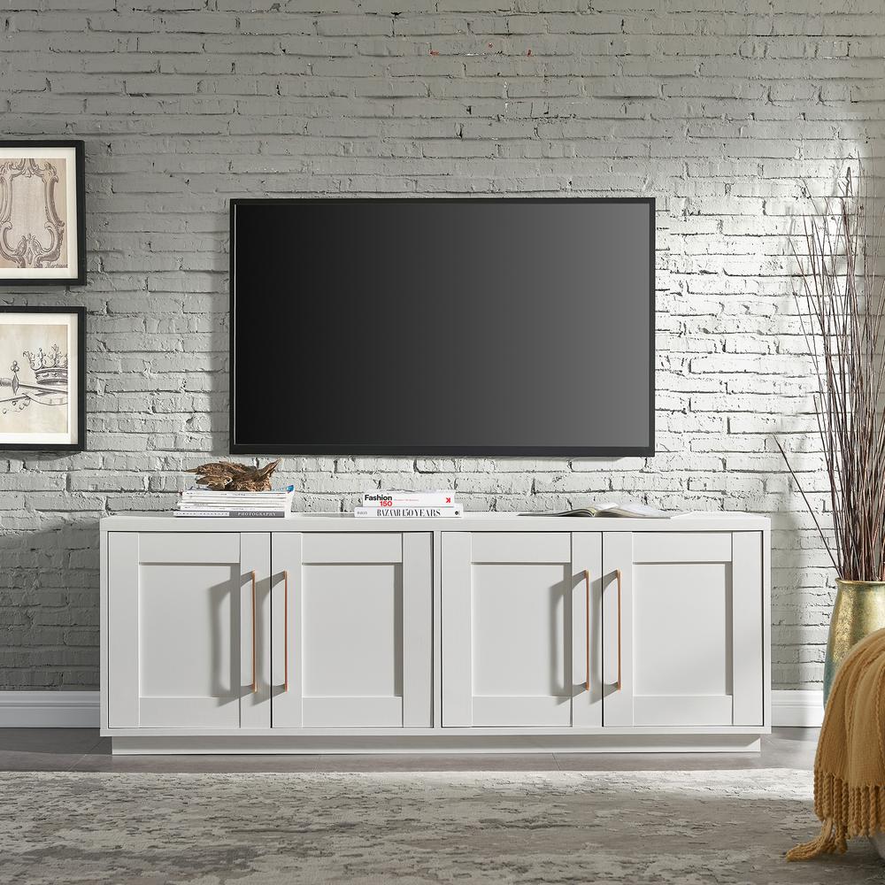 Tillman Rectangular TV Stand for TV's up to 80" in White. Picture 4