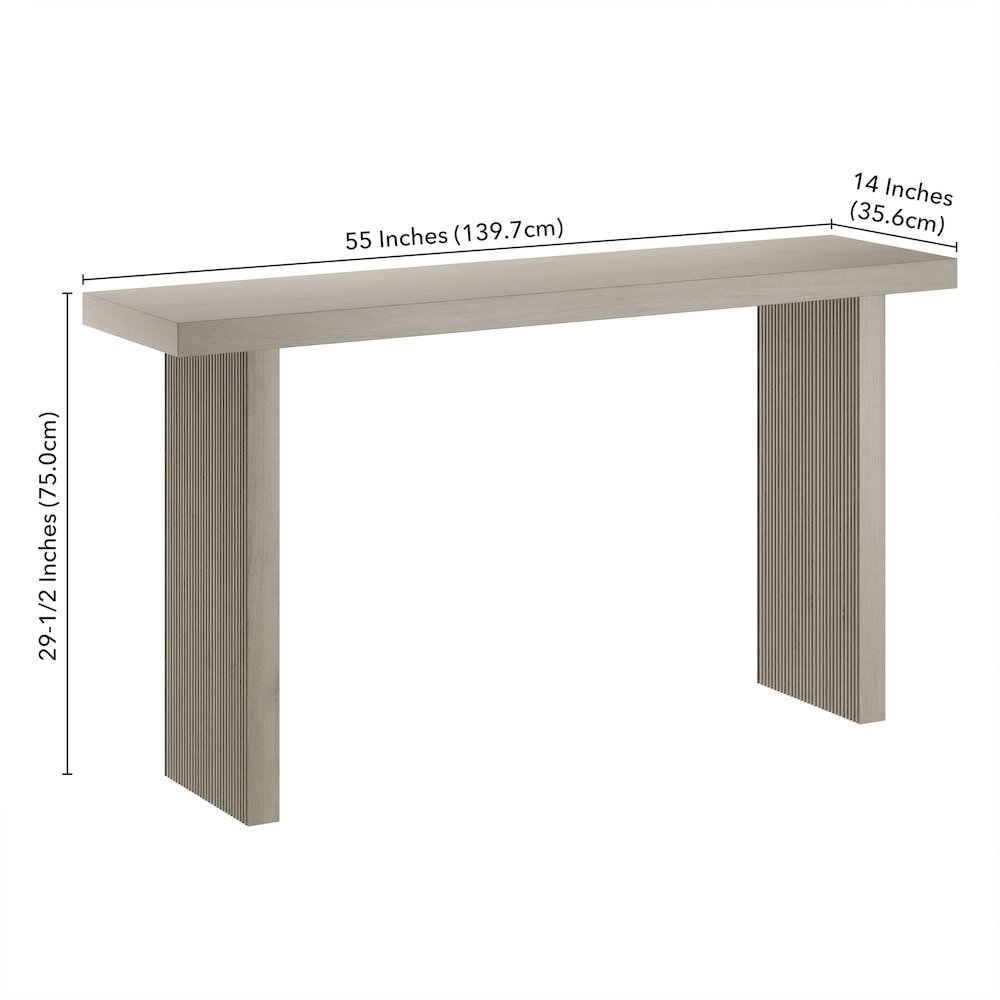 Soren 55" Wide Rectangular Console Table in Alder White. Picture 5