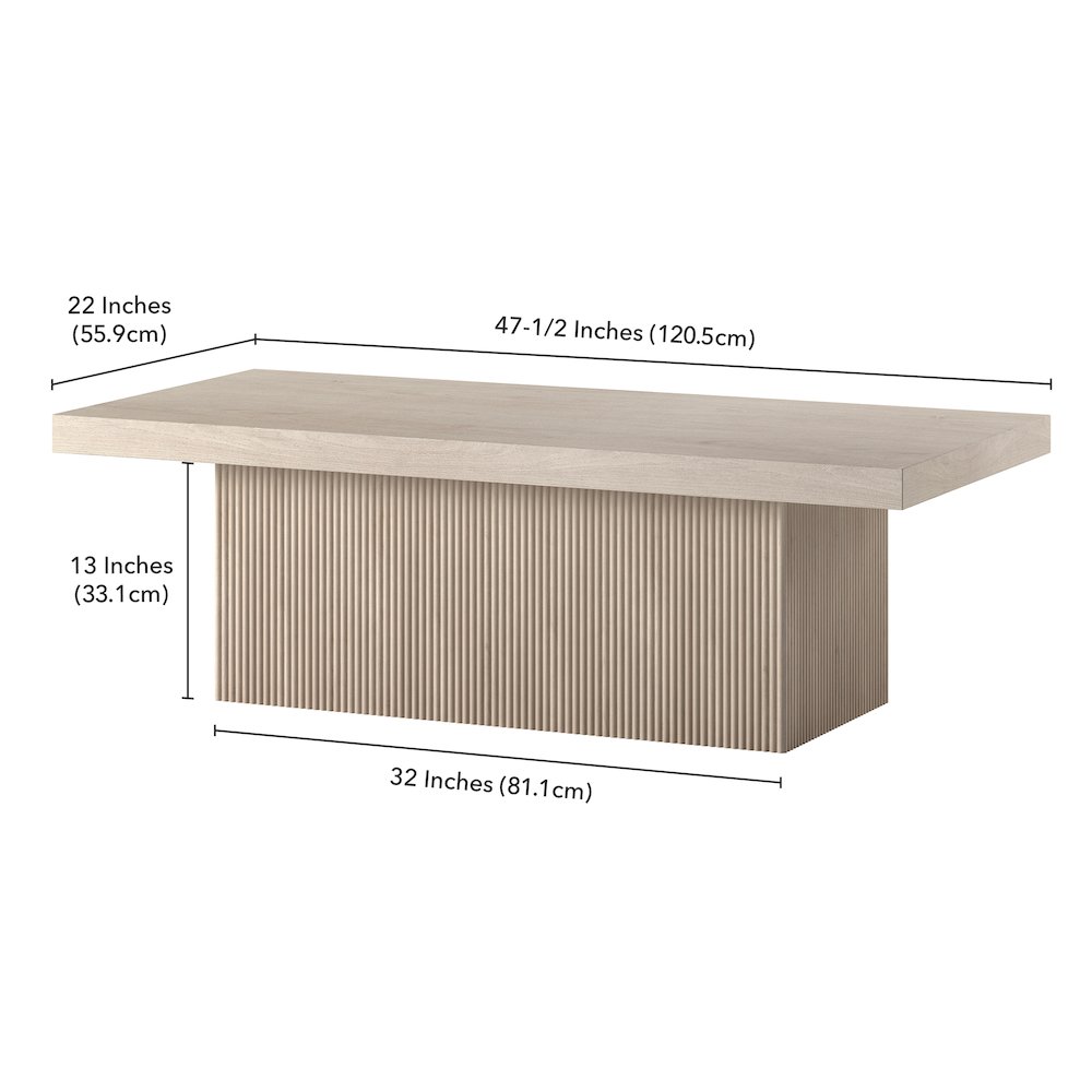 Torren 48" Wide Rectangular Coffee Table in Alder White. Picture 5
