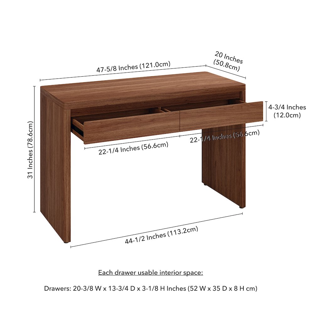 Ashcroft 48'' Wide Rectangular Desk in Satin Walnut. Picture 5