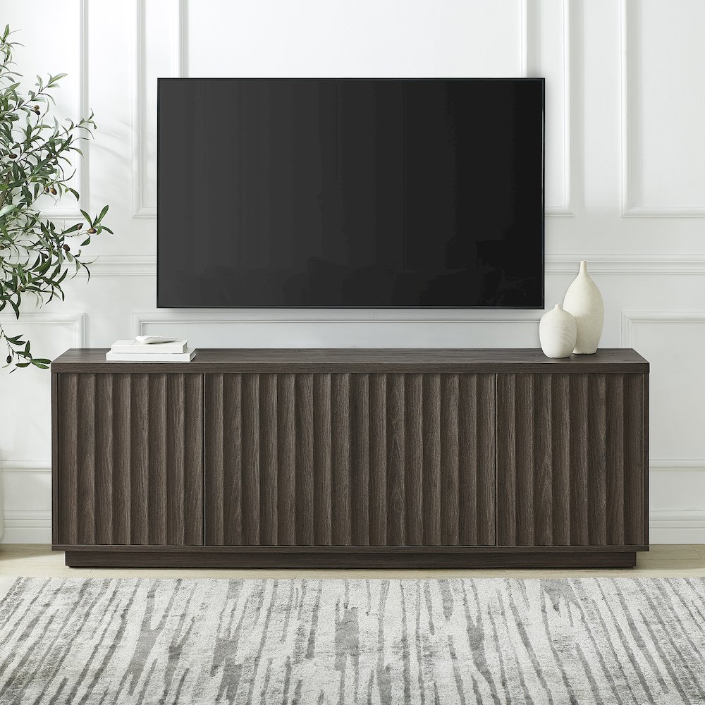 Bourne Rectangular Fluted TV Stand for TV's up to 75" in Brown Oak. Picture 3