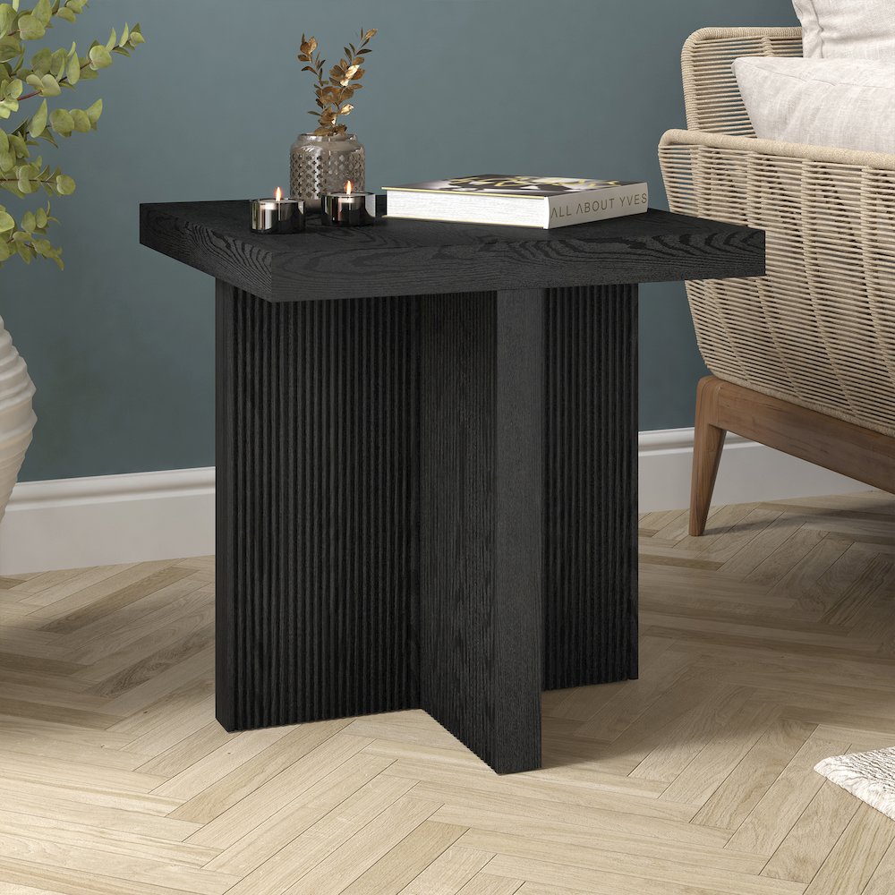 Boden 22" Wide Square Side Table in Black Grain. Picture 4