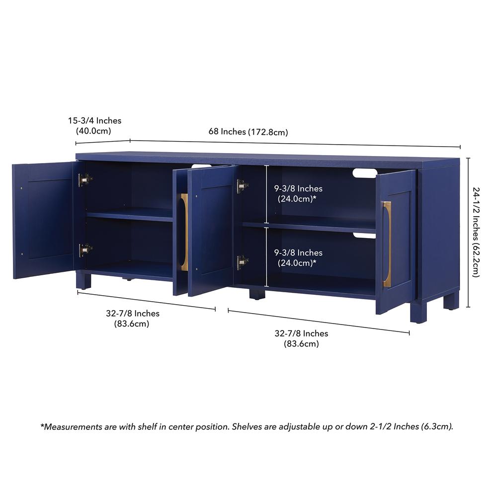 Chabot Rectangular TV Stand for TV's up to 75" in Dark Blue. Picture 5